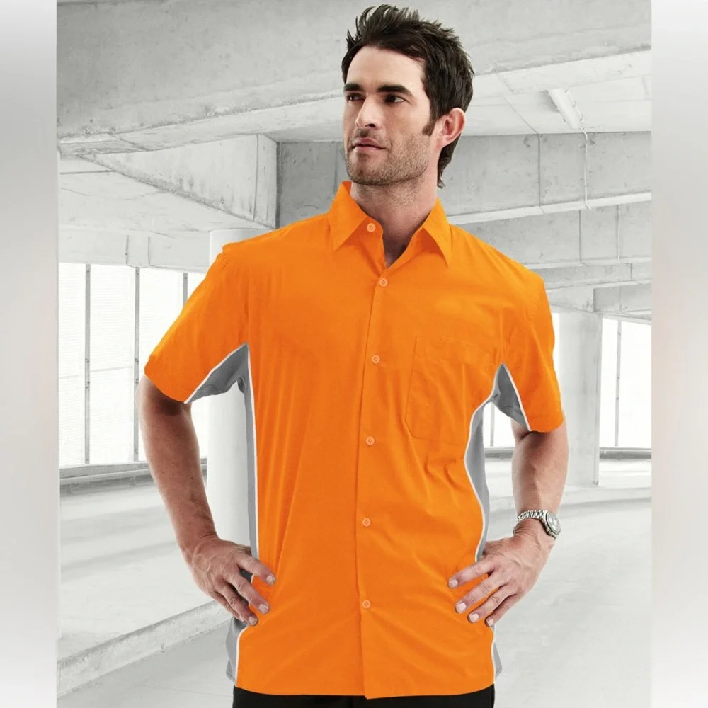 Tri-Mountain Racewear TMR Woven Men’s Shirt Orange Gray